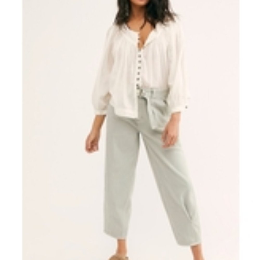 FREE PEOPLE Paloma High-Rise Slouchy Jeans Mint - Picture 12 of 13
